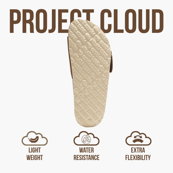 Project Cloud Mykonos sandal sole. Features include light weight, water resistance, and extra flexibility.