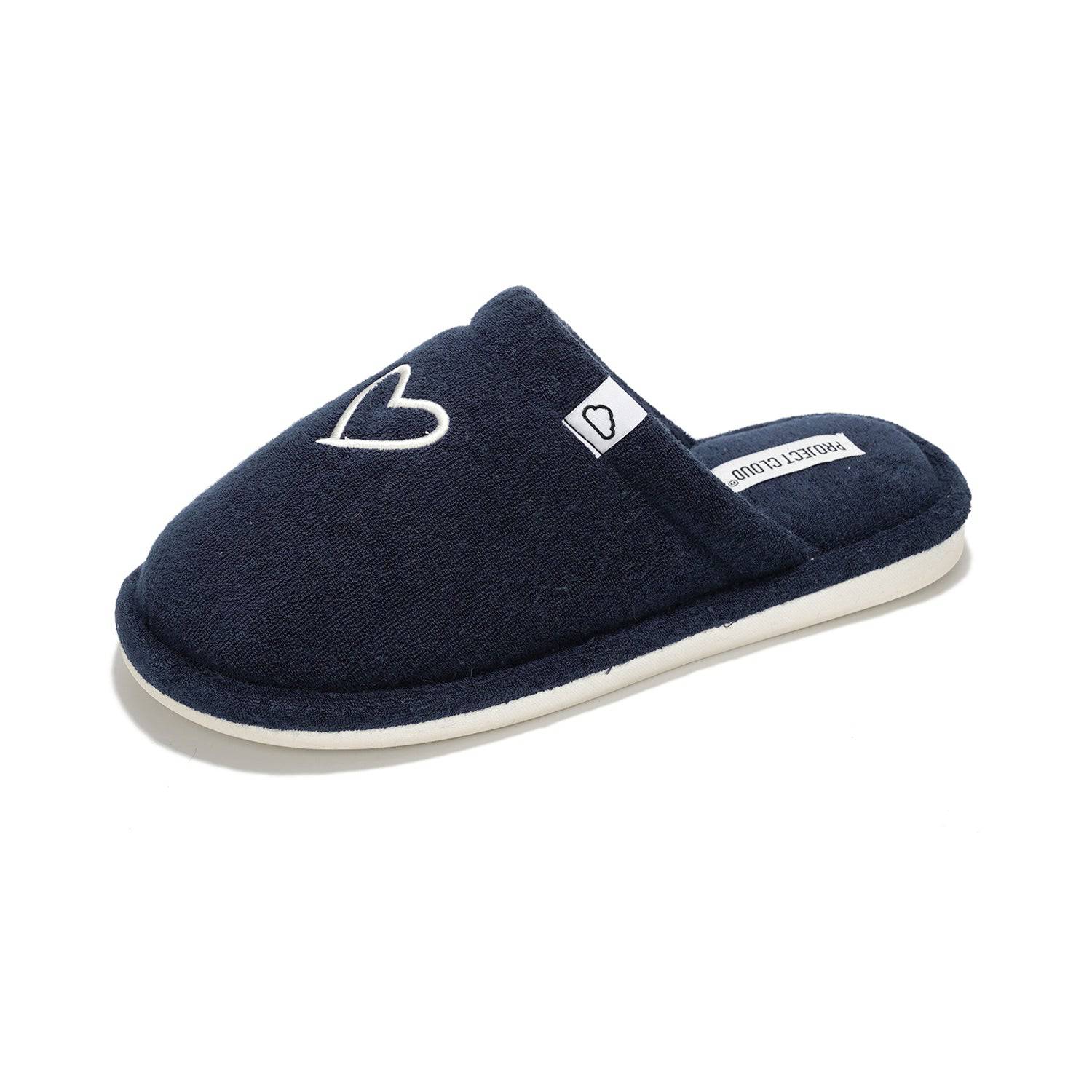 Project Cloud Casa Women's Navy Memory Foam Slipper with Heart Detail