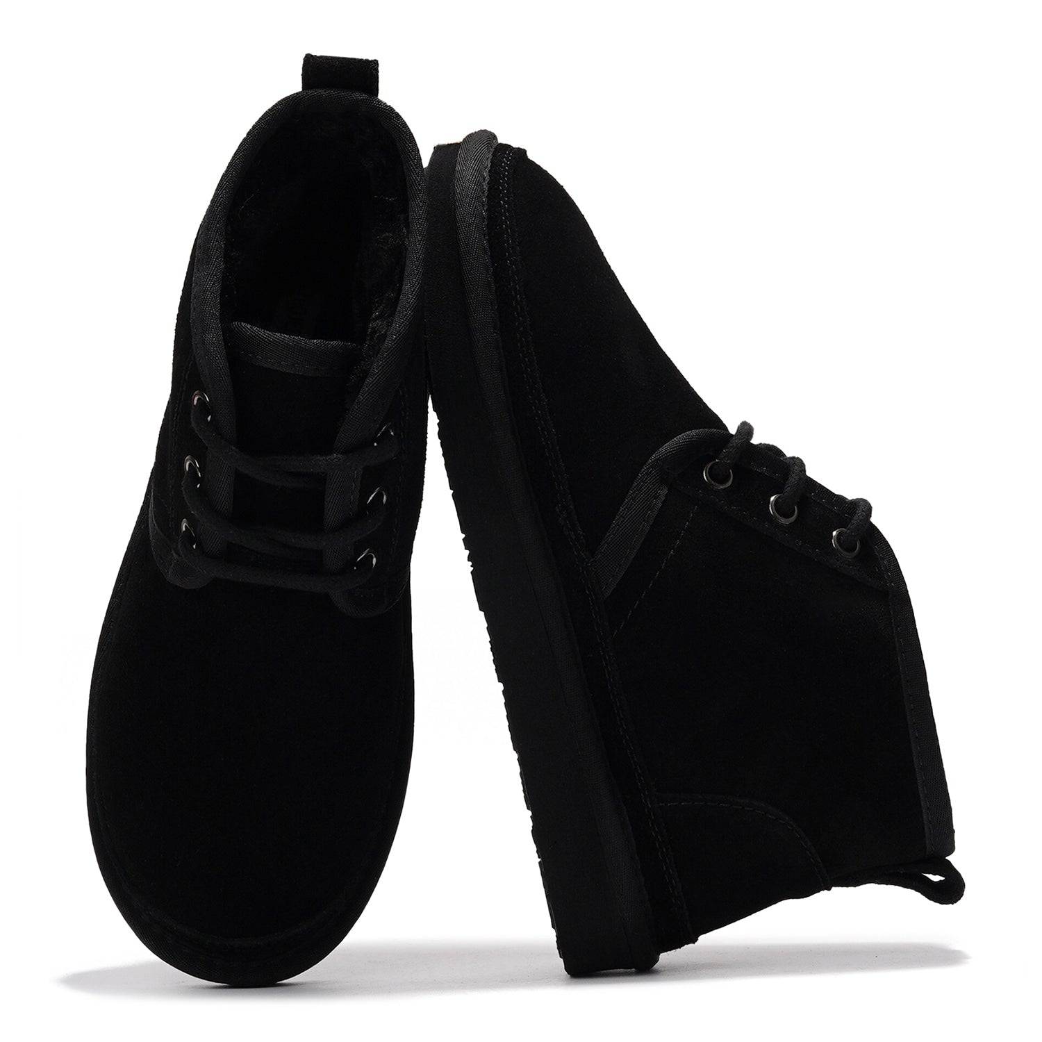Project Cloud Julee women's black suede ankle boots with fur lining. Winter comfort and style.