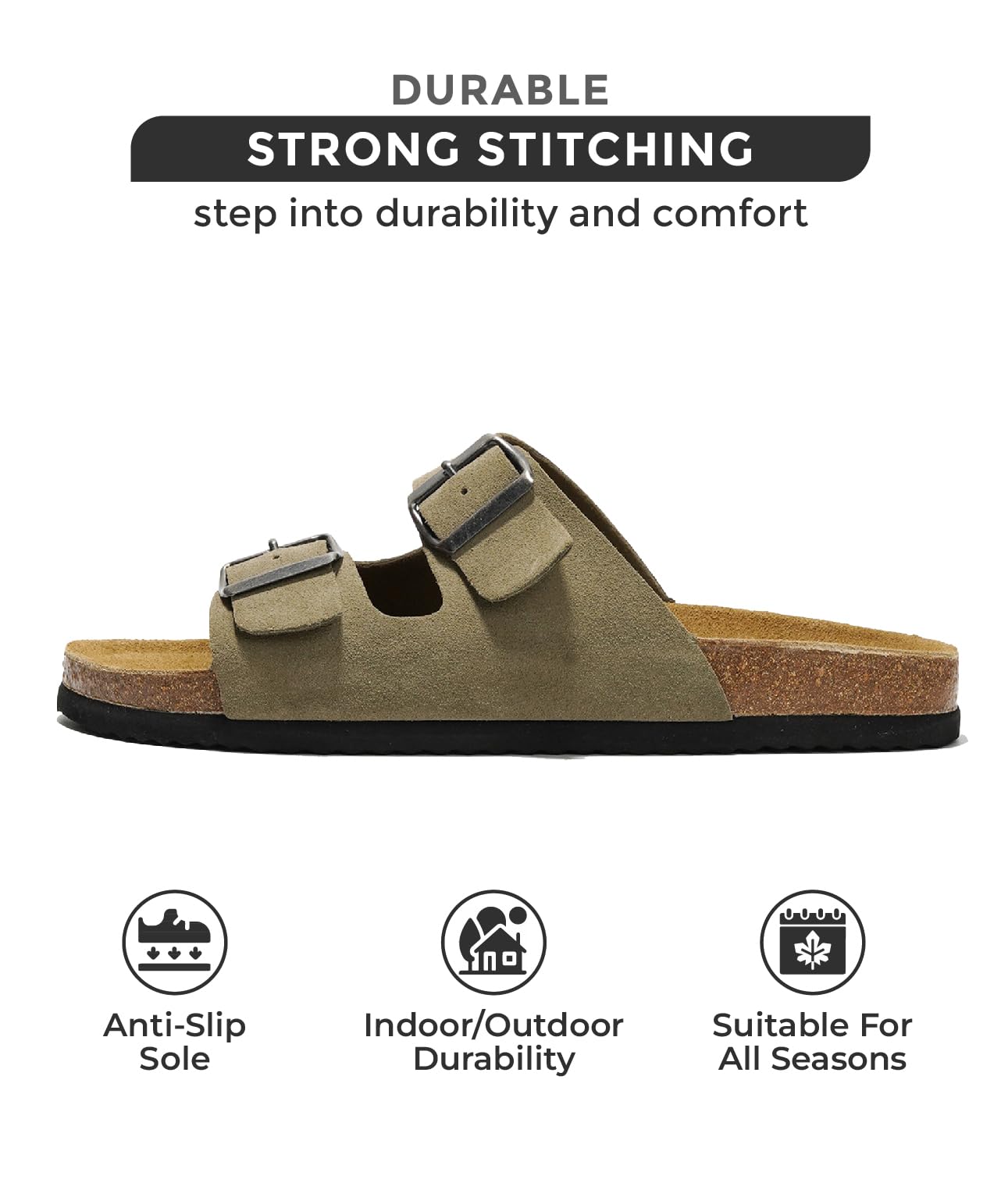 Project Cloud Arizona leather sandals: durable, strong stitching, anti-slip, all seasons comfort.