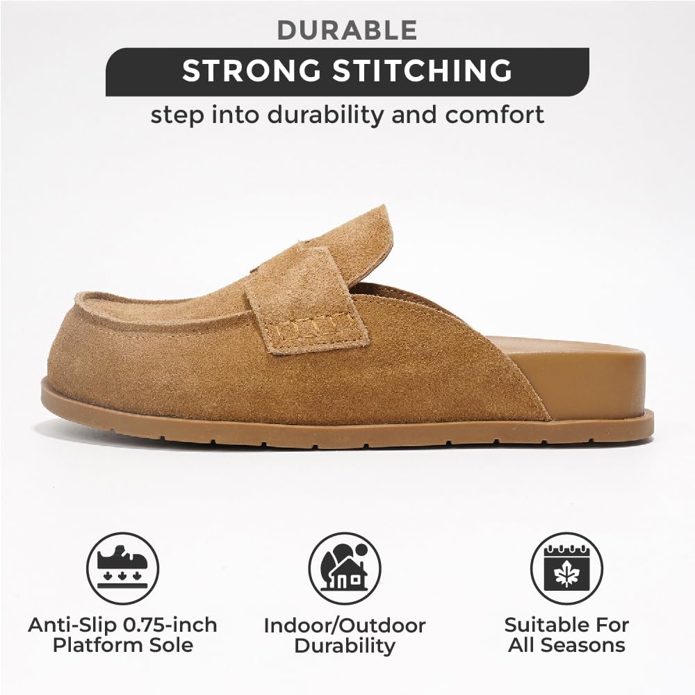 Project Cloud Foamy Clogs: durable suede, non-slip sole, all seasons.