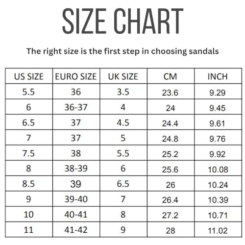 Project Cloud Women's Sandal Size Chart - Find Your Perfect Fit