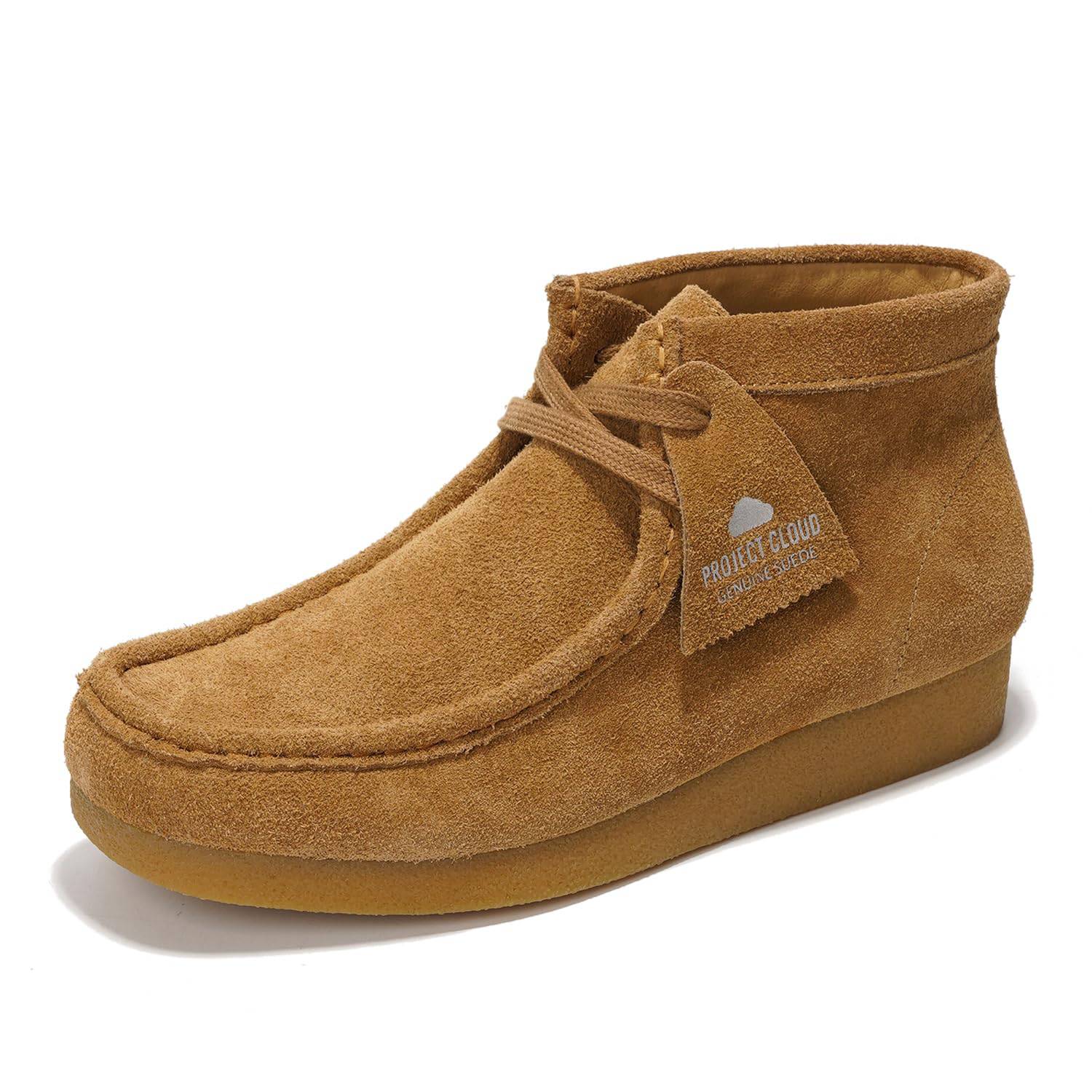 Project Cloud sand suede Wally Boot for women, genuine suede ankle boot featuring memory foam and non-slip sole.