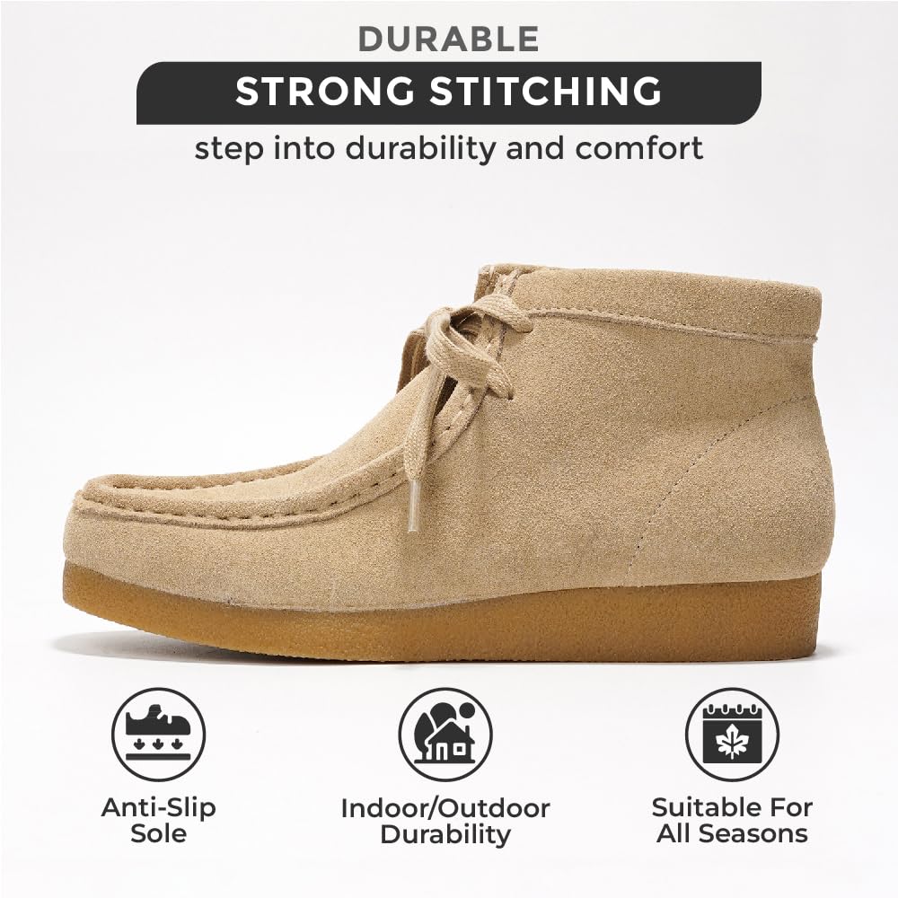 Project Cloud sand suede Wally Boot: durable, strong stitching, anti-slip, all-season comfort.