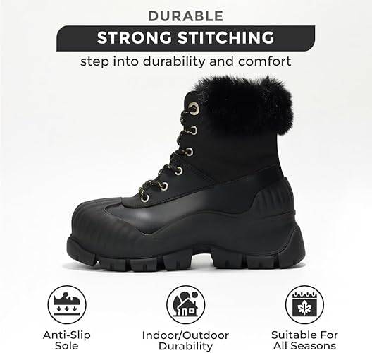 Project Cloud Lydia winter boots: black, durable, waterproof, non-slip, all-seasons.