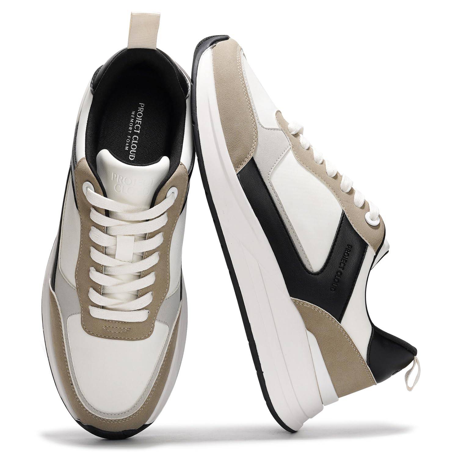 Project Cloud Kurt Vegan Leather Sneakers for Men - White, Grey, and Black Colorway