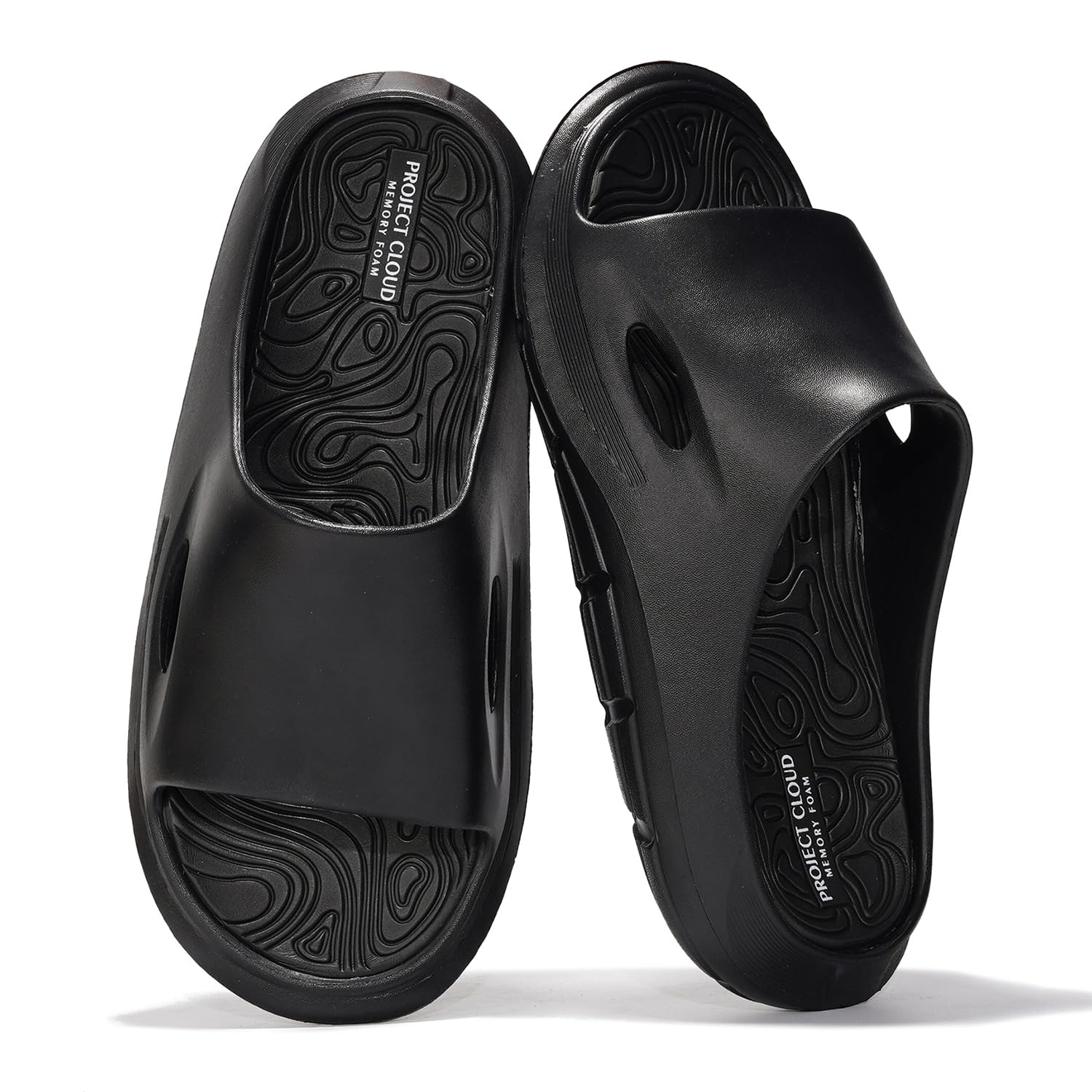 Project Cloud Dean men's black sandals, memory foam sole, flexible EVA, anti-slip for comfort