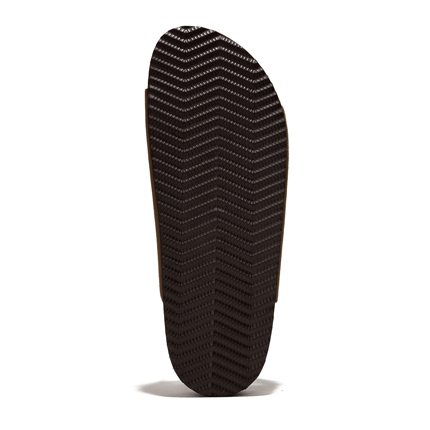 Project Cloud Men's Arizona sandal sole detail, featuring a dark brown textured EVA sole.