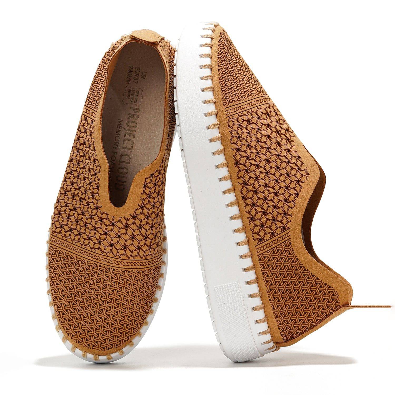 Aster Women's Leather Sneakers in Tan with Memory Foam