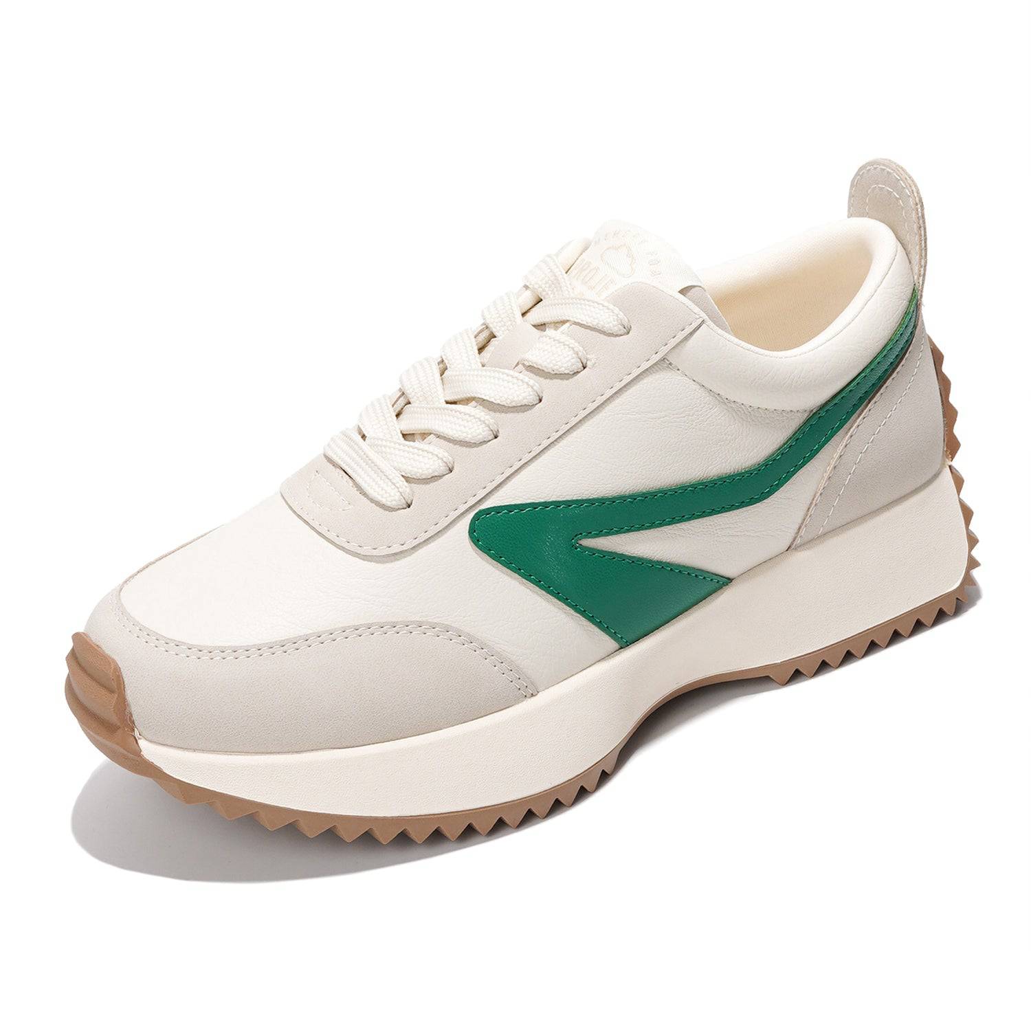 Balinda women's fashion sneaker in white with green accents and a non-slip rubber sole