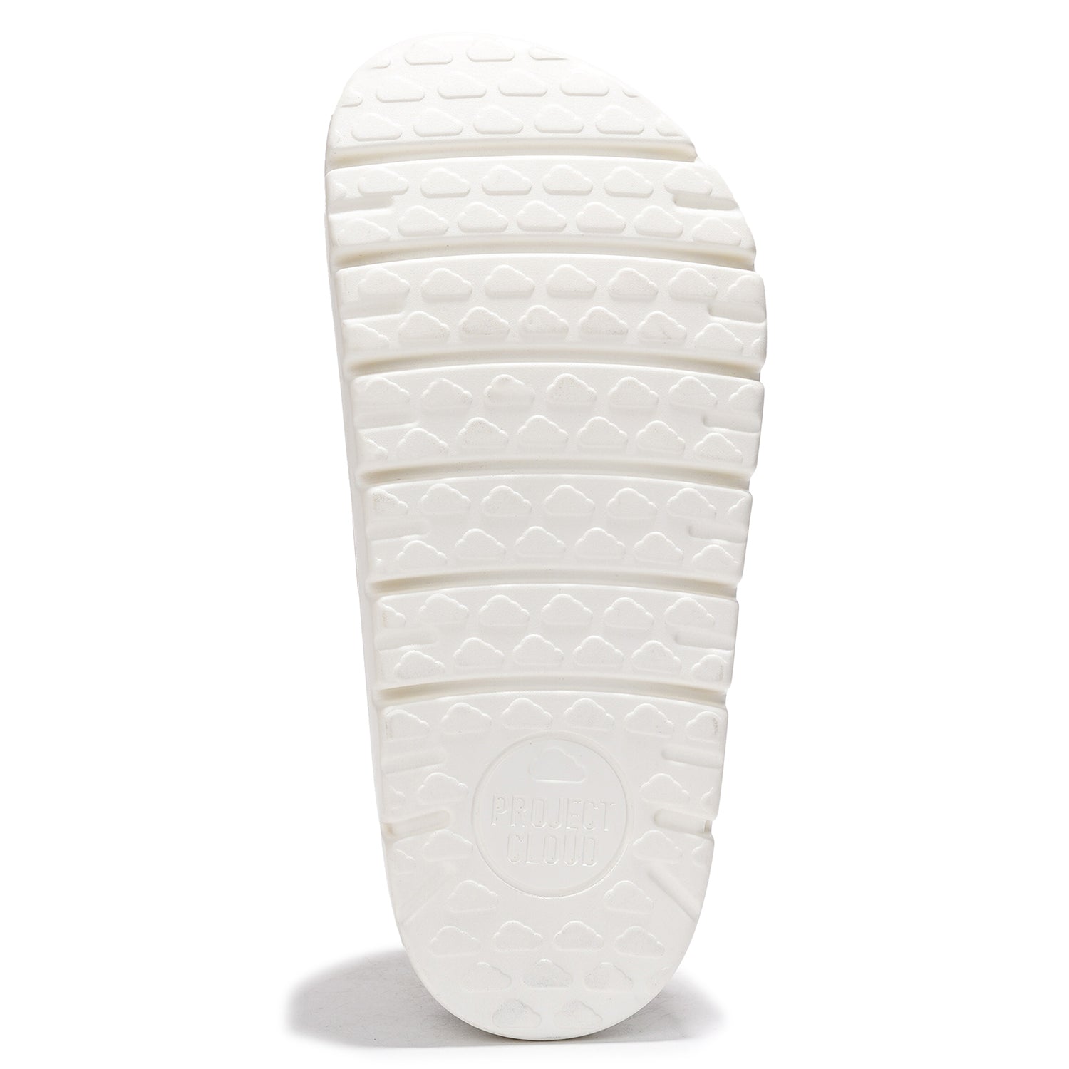White Benton Chunky clog sole with Project Cloud logo, memory foam comfort