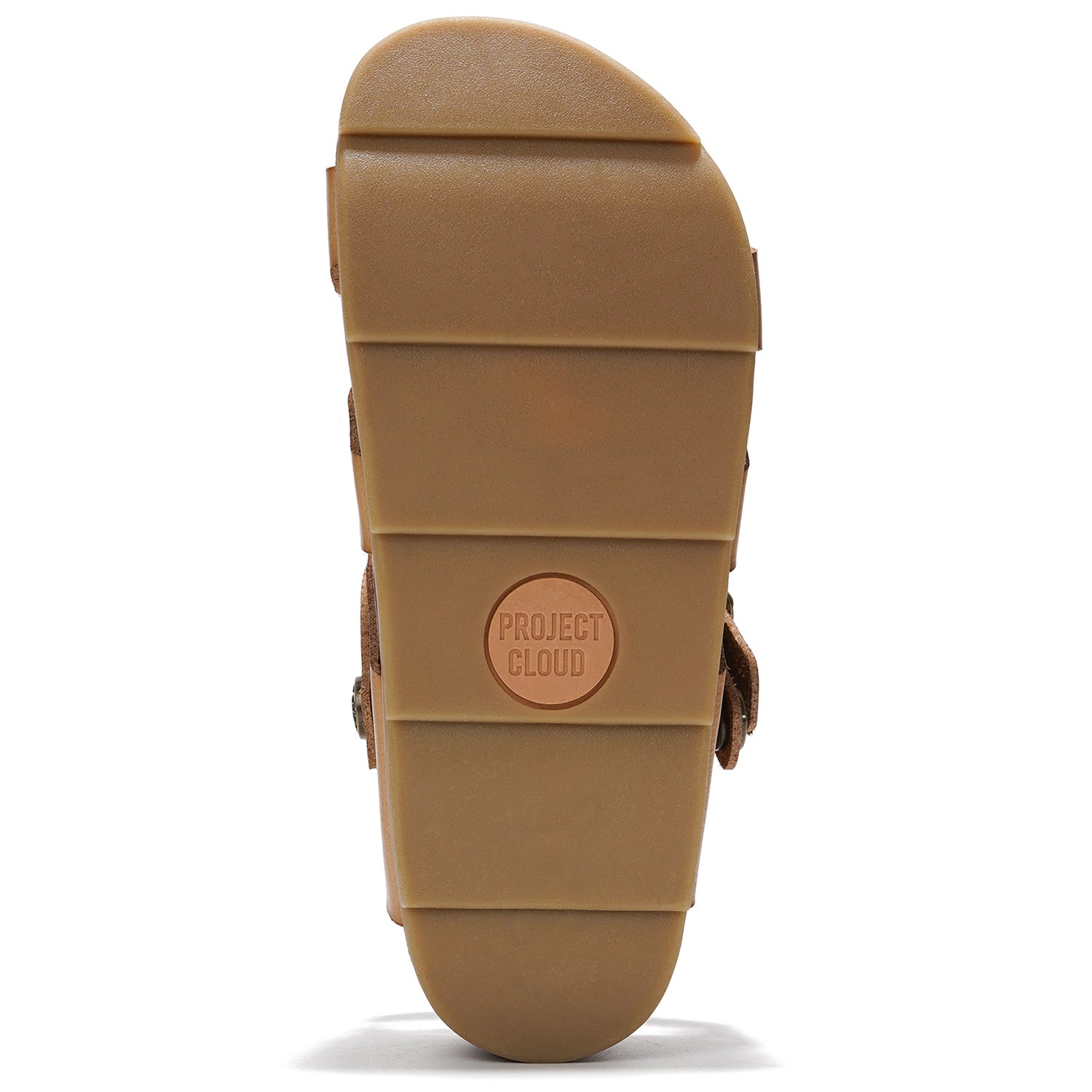 Project Cloud Proud Vegan Leather Platform Sandals brown sole detail, non-slip design