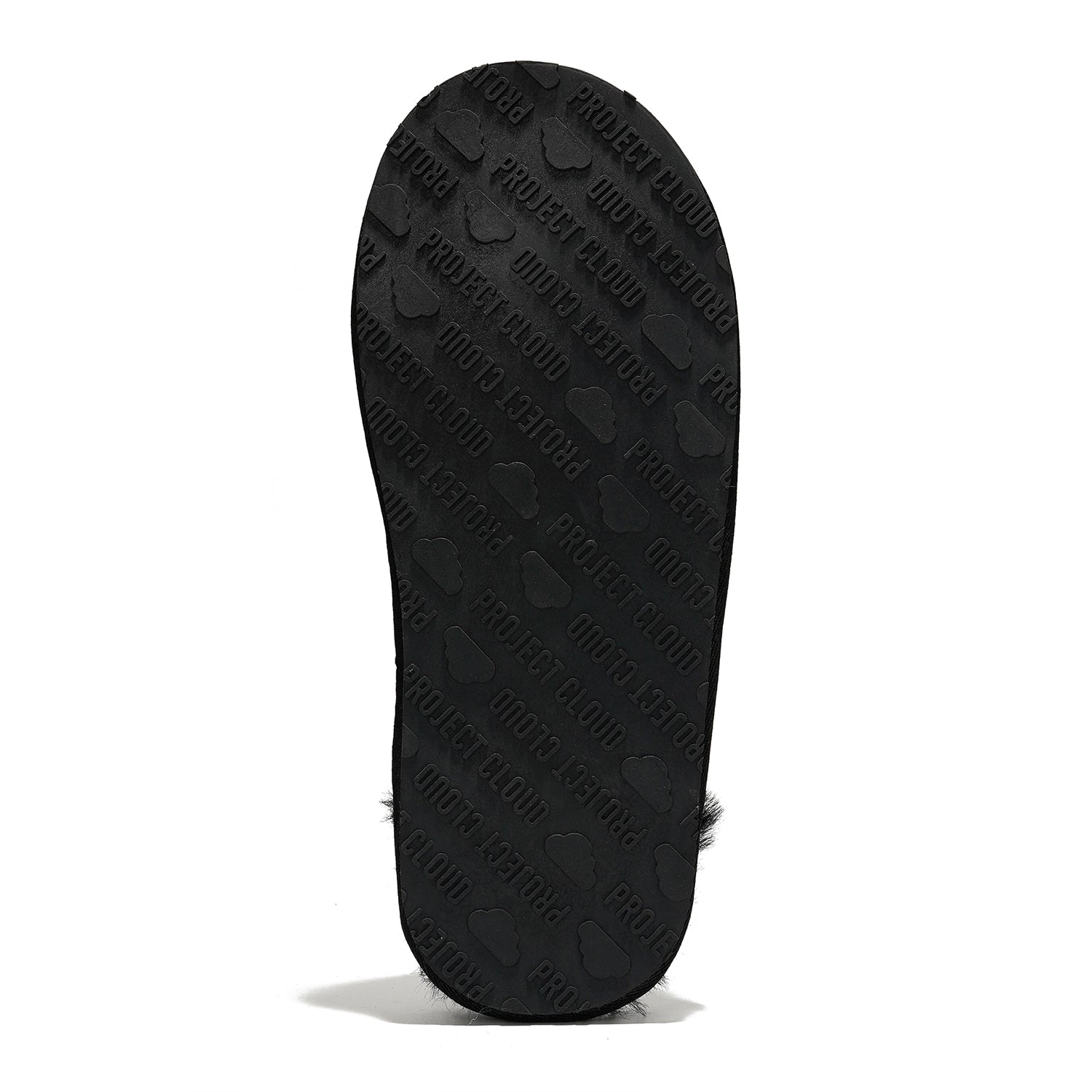 Project Cloud Men's Slipper sole with embossed branding, non-slip rubber for comfort.