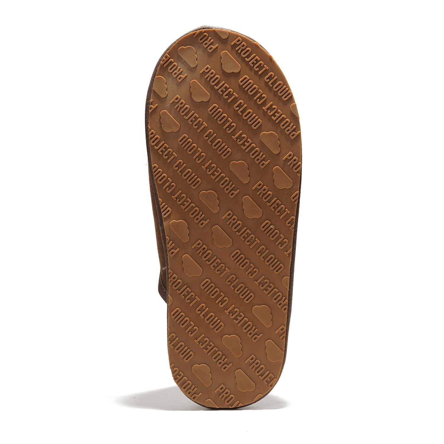 Project Cloud Colin men's slipper sole. Embossed branding, non-slip rubber for comfort.