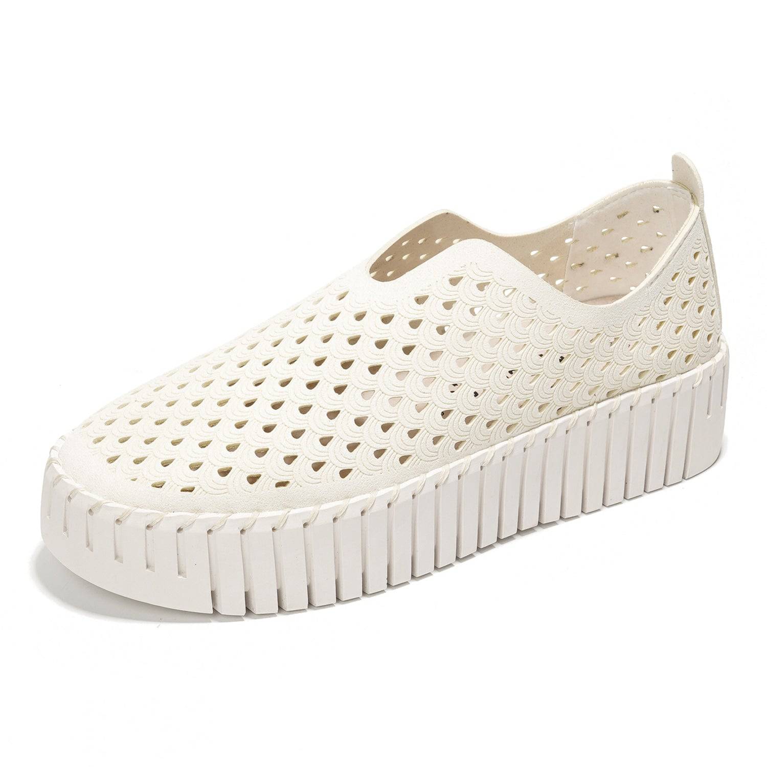 Project Cloud Daffodil leather loafers, women's perforated slip-on work shoes. Lightweight and breathable design.