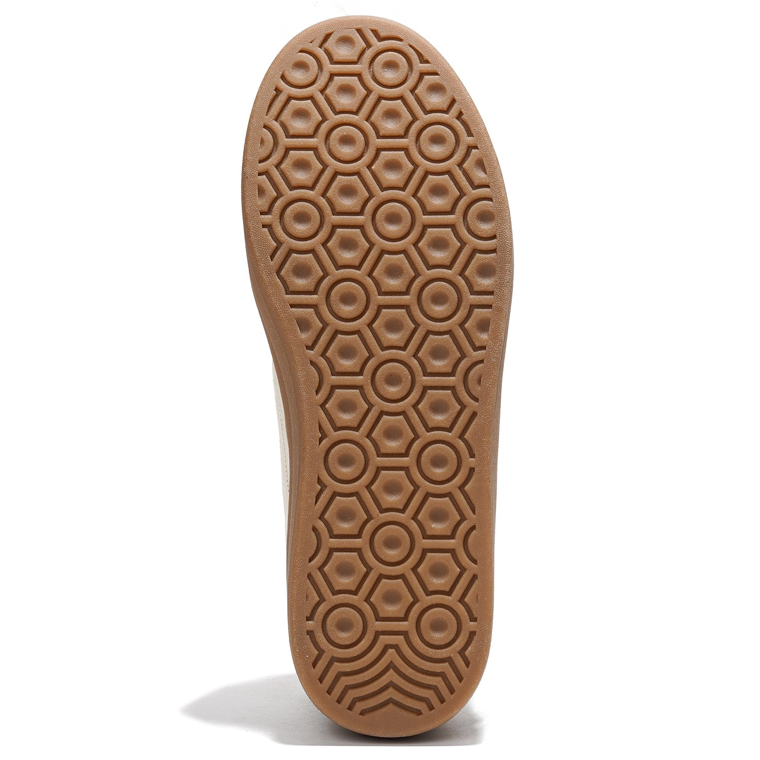 Project Cloud Dodge sneakers' brown non-slip rubber sole, hexagonal pattern, optimal traction