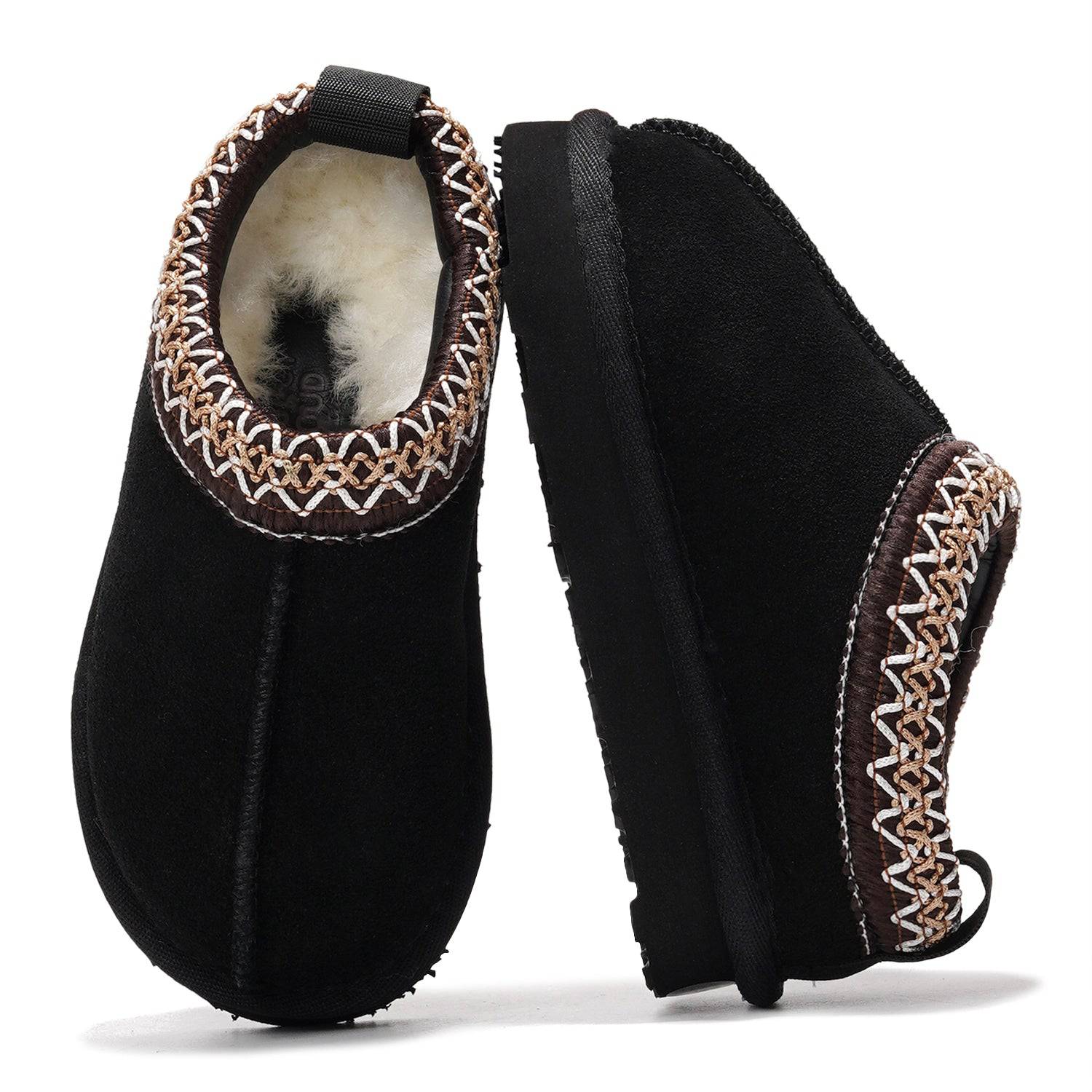 Black Project Cloud Dream Warm Kids' Shearling Slippers with memory foam and non-slip sole.