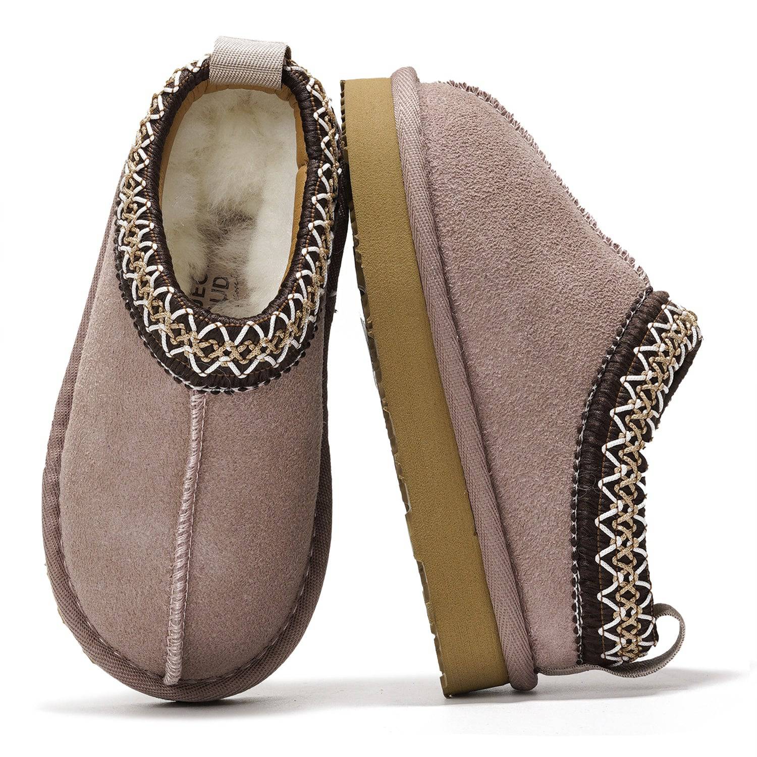 Kids' Australian Shearling Slippers with memory foam and non-slip sole from Project Cloud. Dream Warm style.