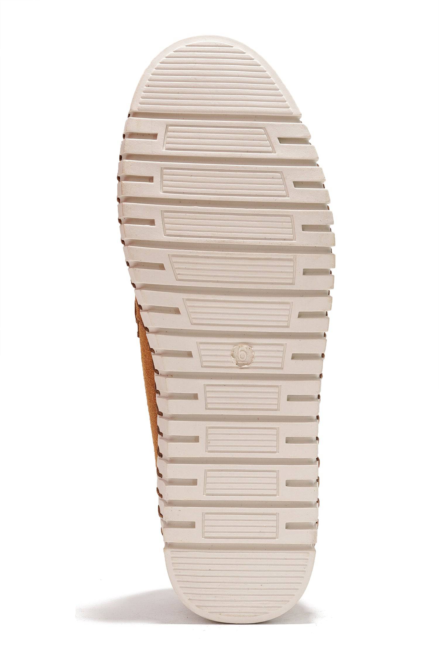 Beige non-slip sole of Filide loafers for women, durable and comfortable leather shoes.