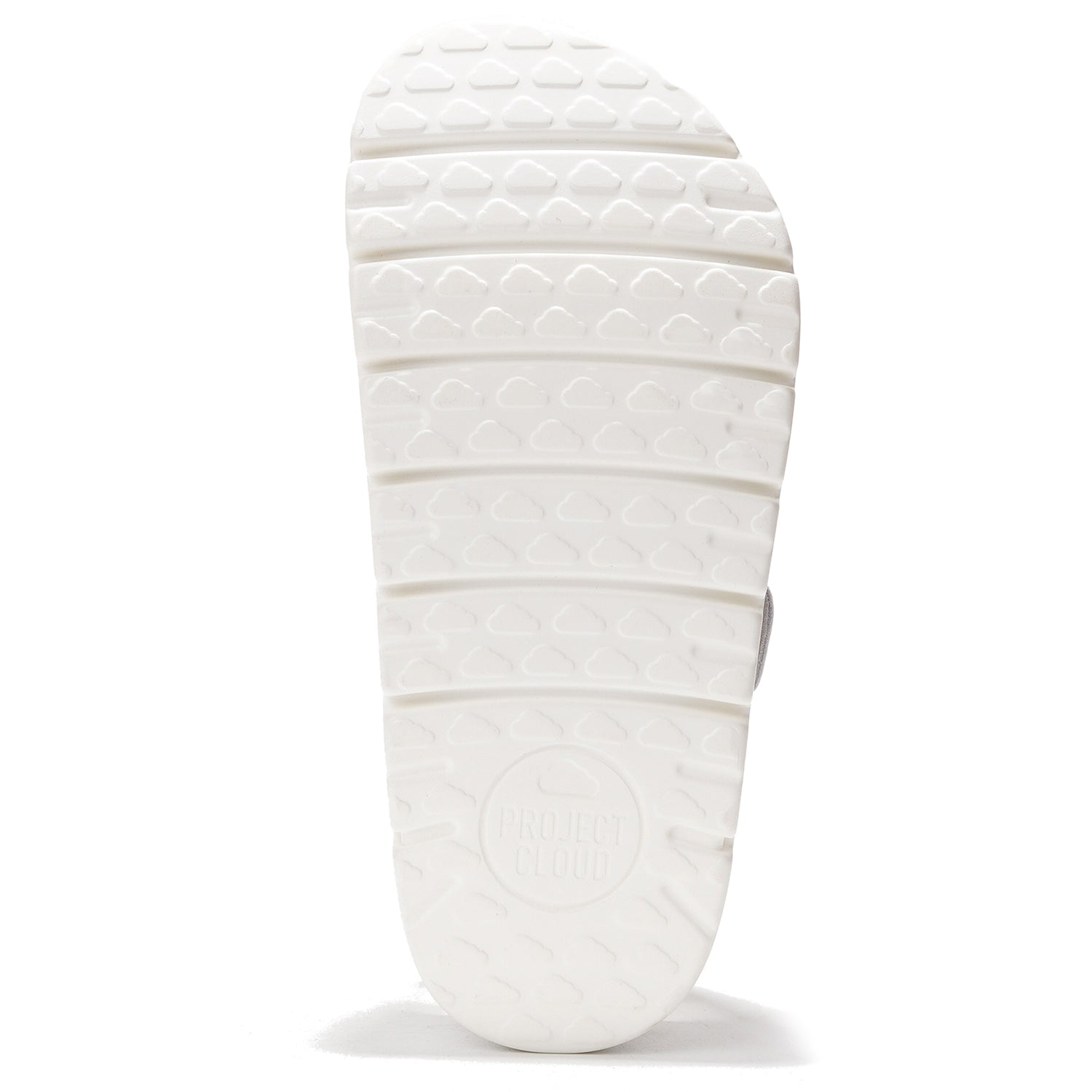 Project Cloud platform sandal sole with cloud pattern and logo, anti-slip design, white rubber