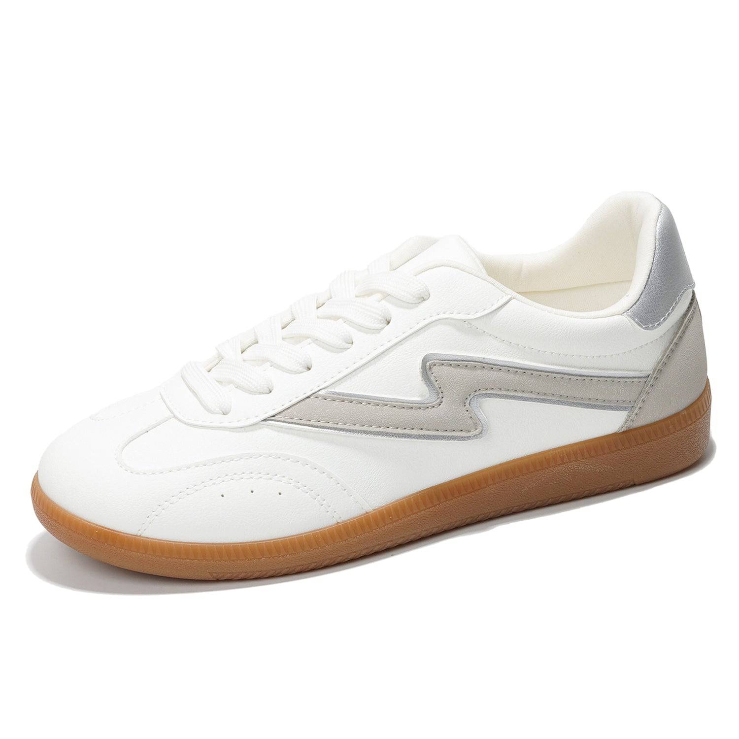 Project Cloud Irita Women's White Sneakers, Lace-up, Non-slip Rubber Sole