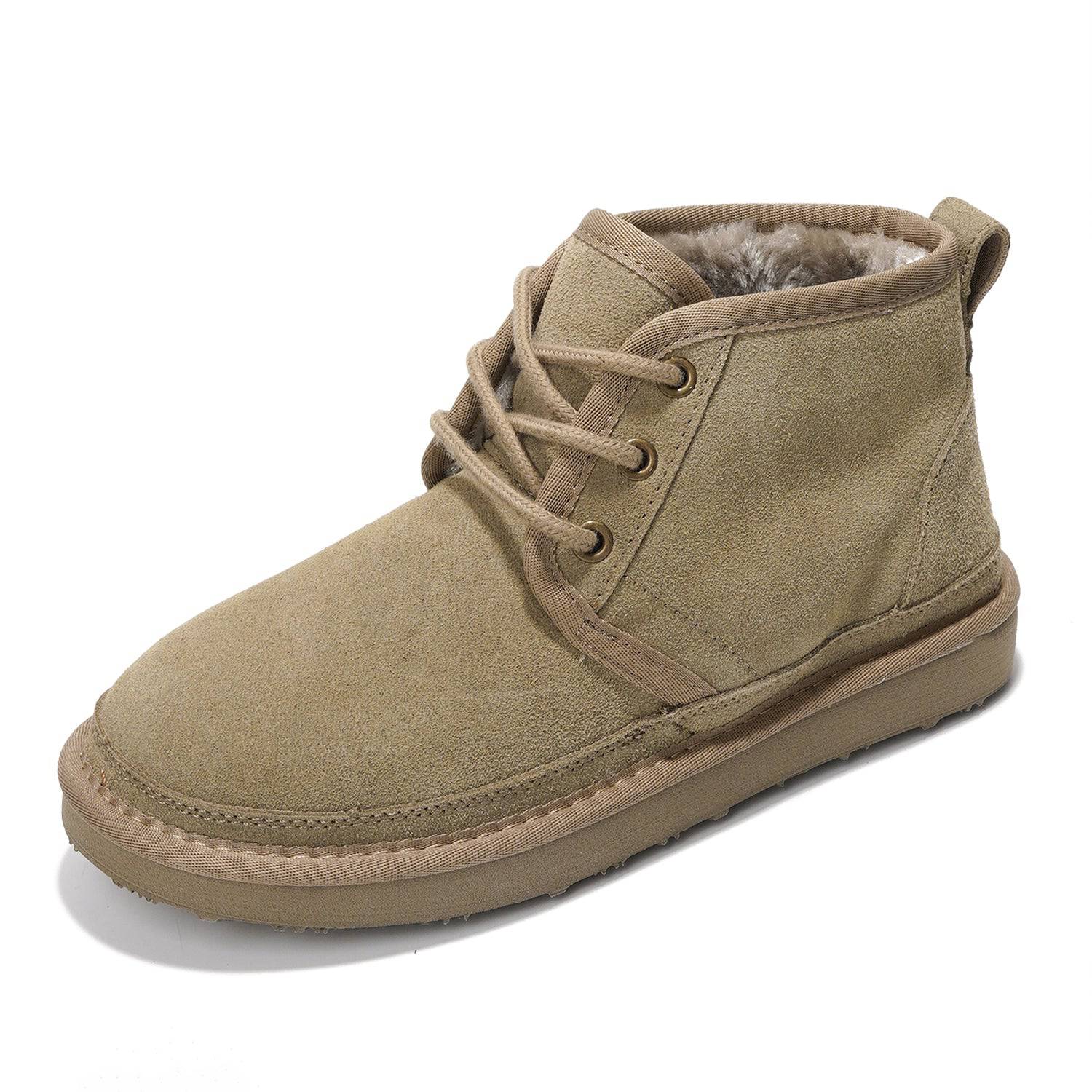 Project Cloud Julee suede ankle boots for women, warm tan winter booties with fur lining, memory foam, and non-slip sole.