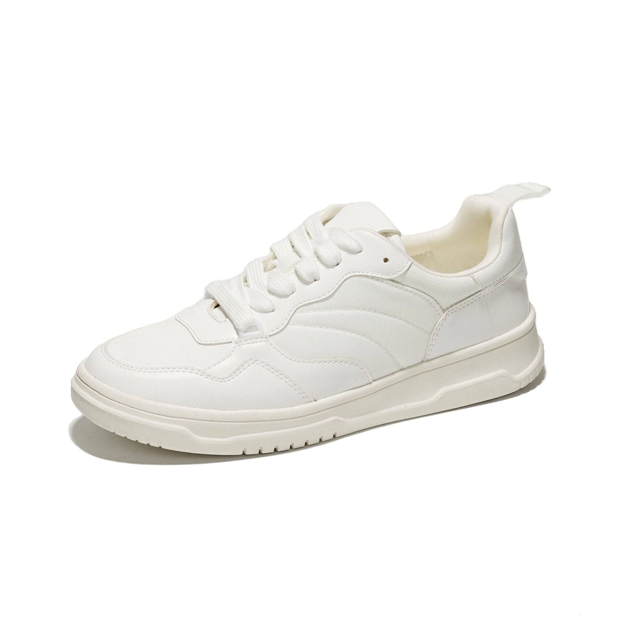 White vegan leather Kiki sneakers for women, lace-up comfort shoes, non-slip rubber sole, Project Cloud