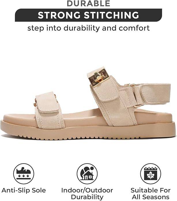 Mona leather sandals with strong stitching, adjustable straps, anti-slip sole for all seasons and durability.