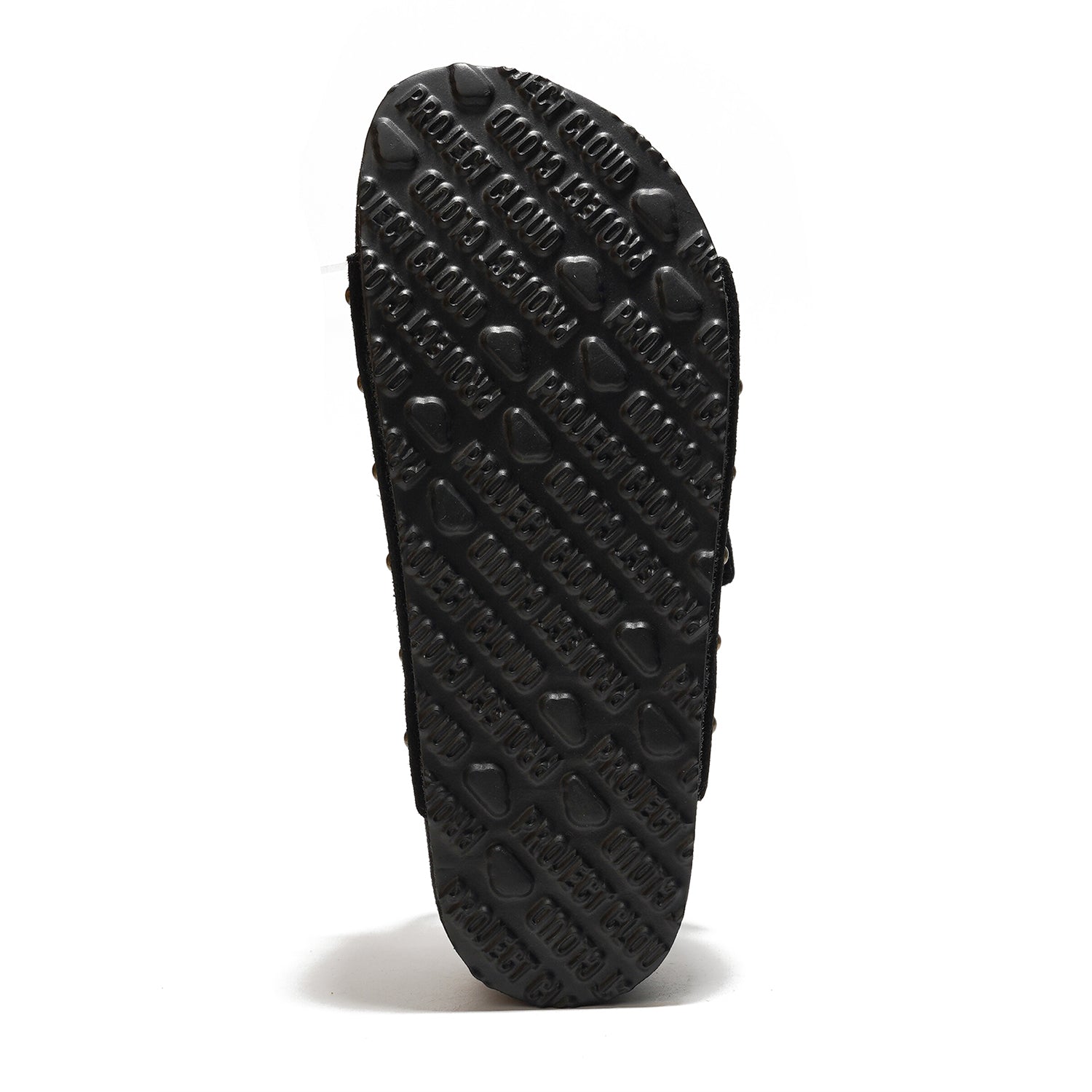 Project Cloud Oliy platform sandal sole in black with embossed logo for women