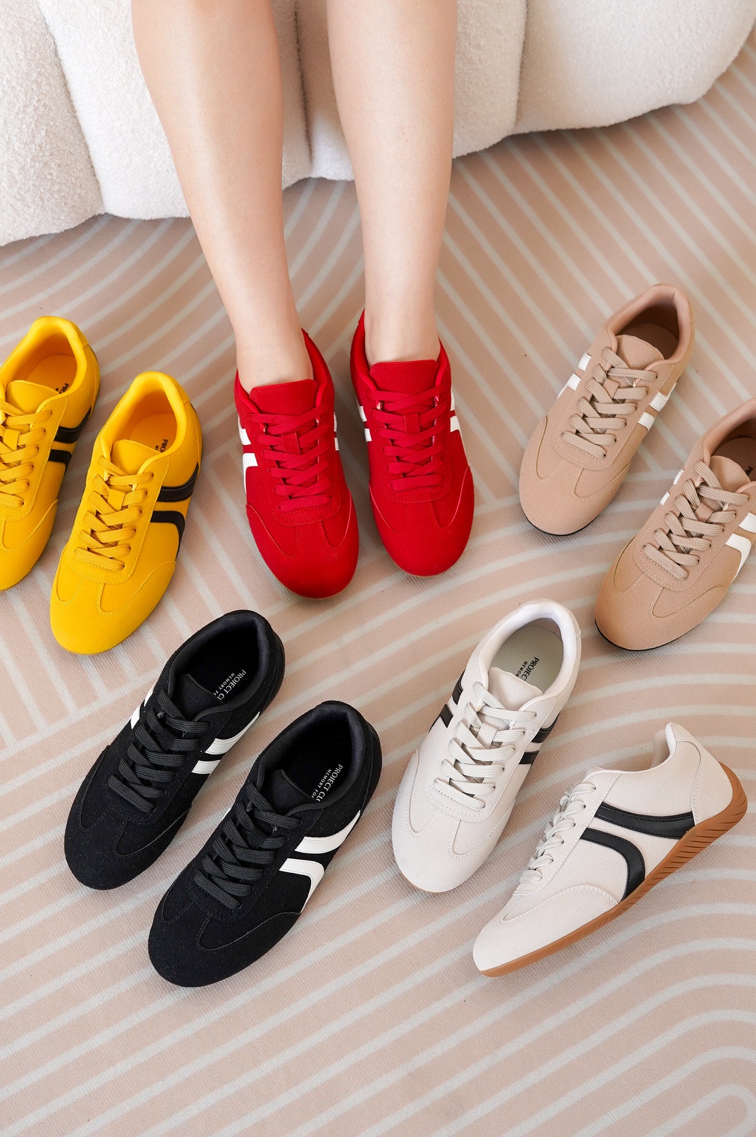 Women's Project Cloud Goal Sneakers: Multiple colors, suede, memory foam, non-slip sole.