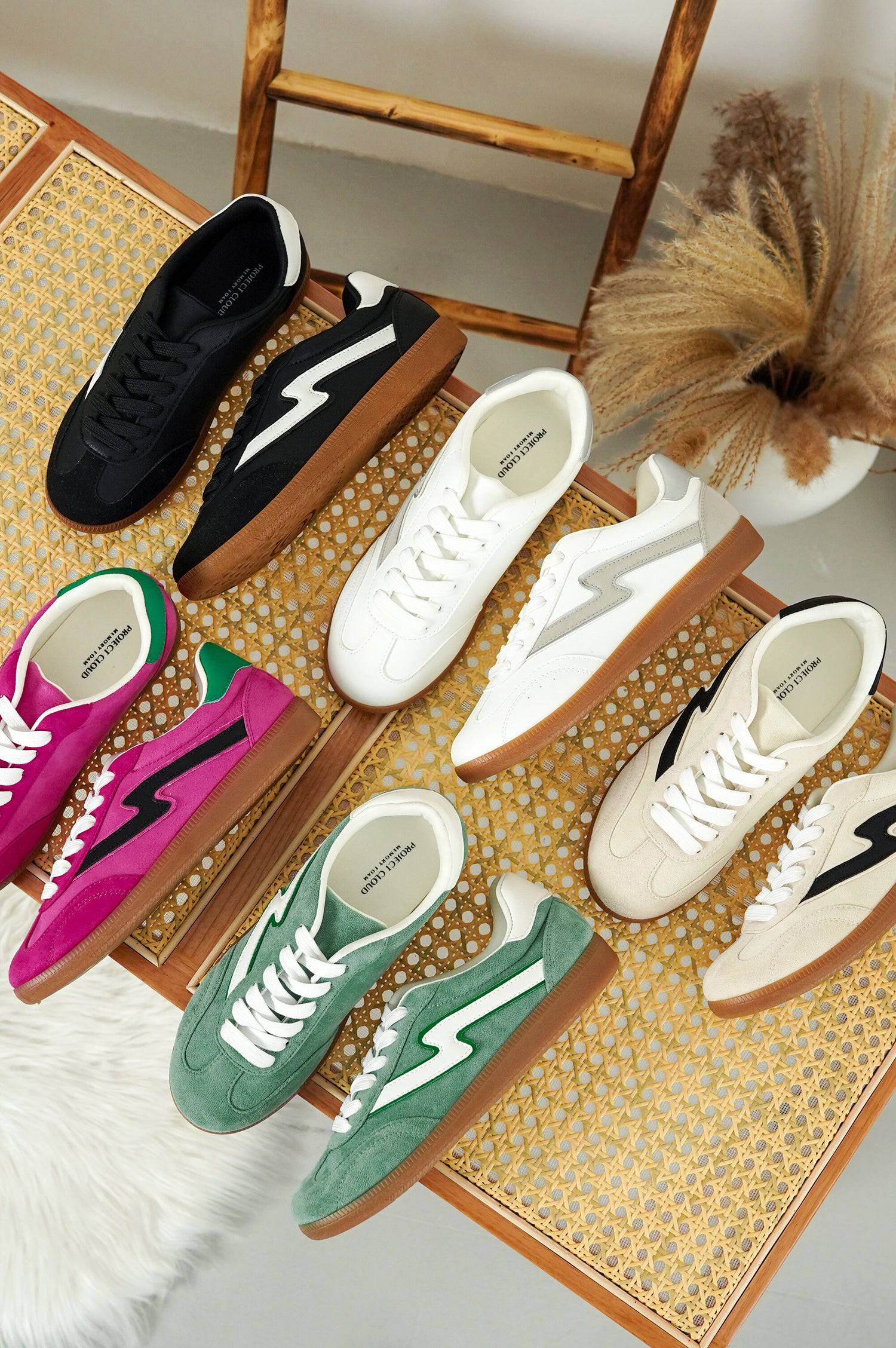 Women's Project Cloud sneakers, diverse colors, lightning bolt design, memory foam.