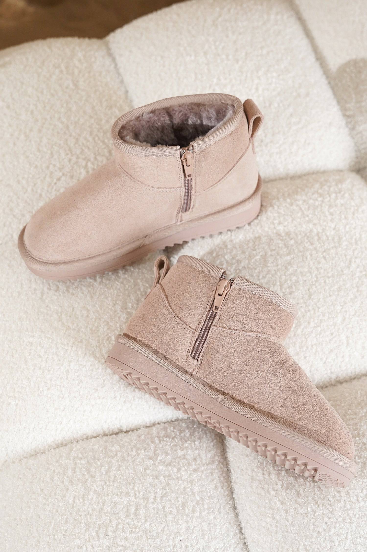 Project Cloud Julia Blush Suede Winter Boots with Faux Fur Lining