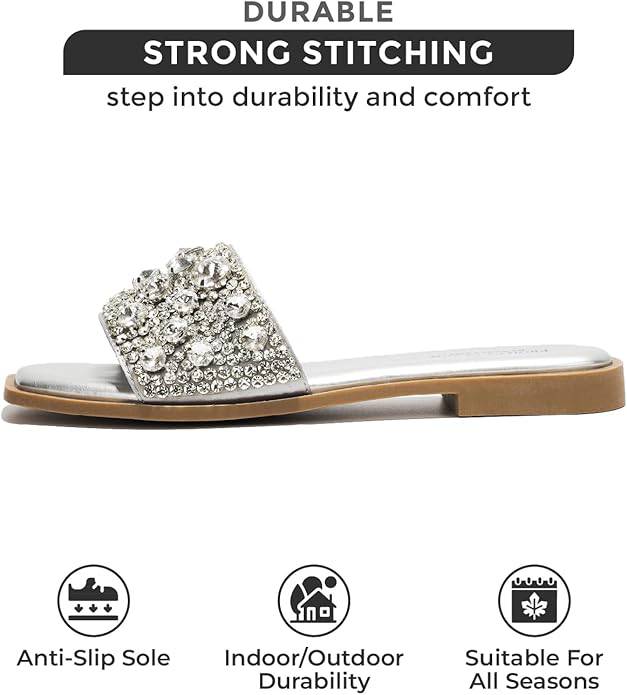Silver Project Cloud Rhinestone Sandals, durable stitching, anti-slip, suitable for all seasons.