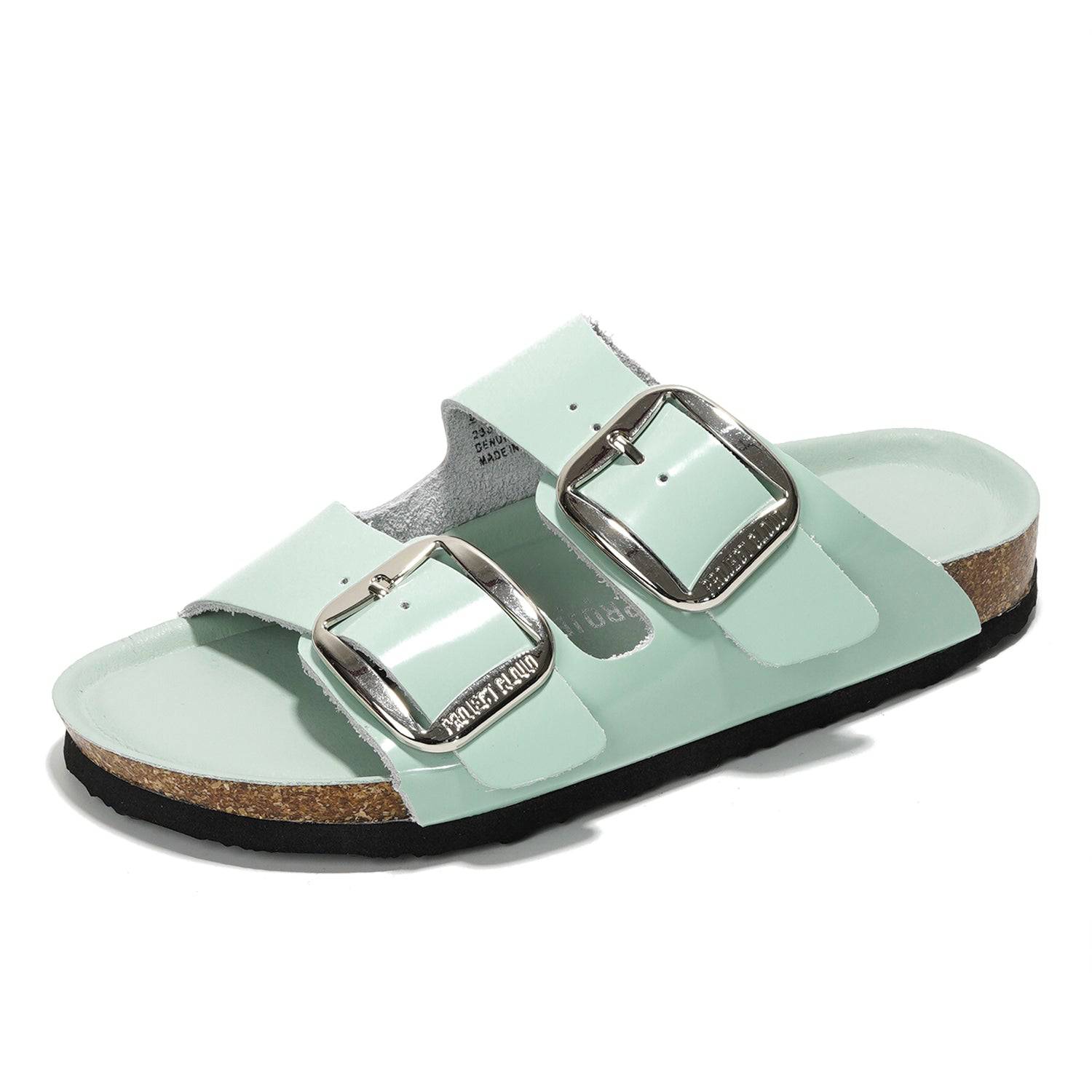 Project Cloud Santorini Leather Sandals - Mint Green, Adjustable Straps