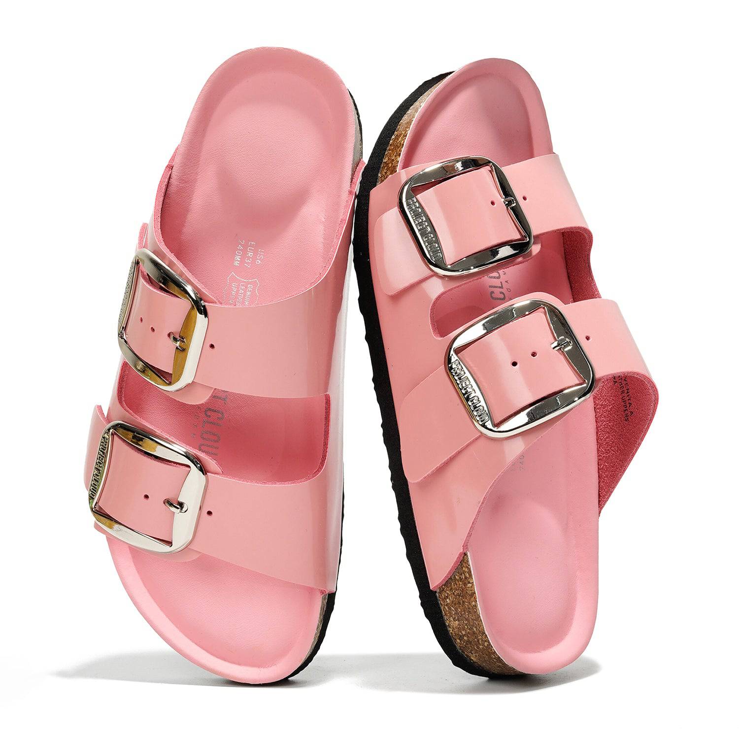 Project Cloud Santorini Pink Leather Sandals with Adjustable Buckles