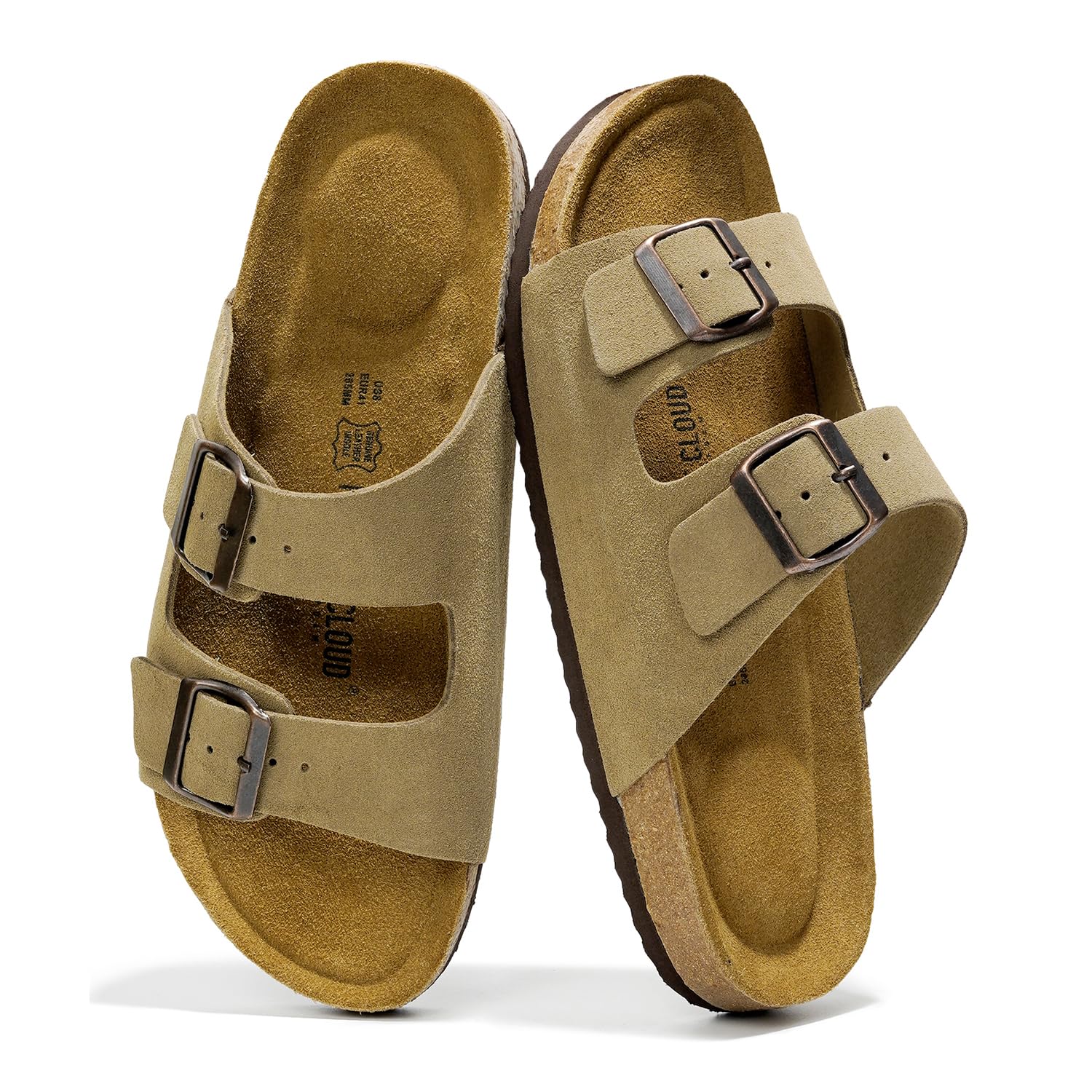 Arizona Mens Tan Leather Sandals with Cork Footbed, Project Cloud