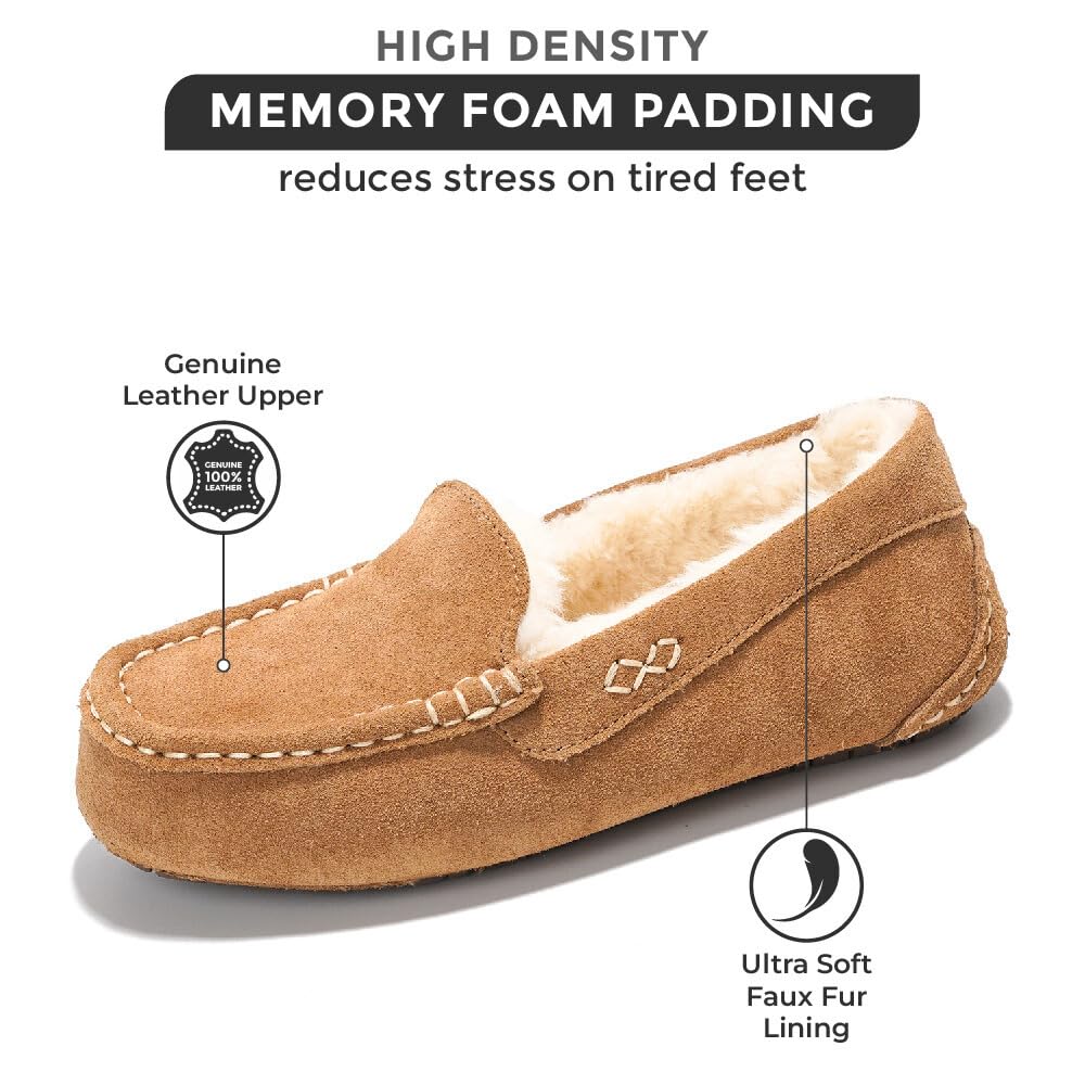 Project Cloud Grey Cathi Loafers showing genuine leather, memory foam, faux fur lining, reducing stress on tired feet.