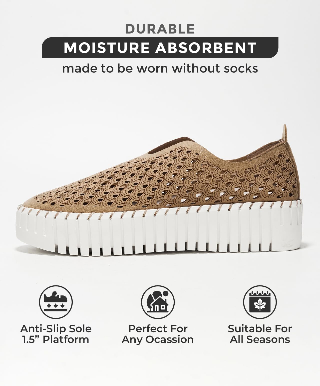 Project Cloud Daffodil perforated leather loafers. Durable, moisture absorbent, anti-slip women's work shoes.