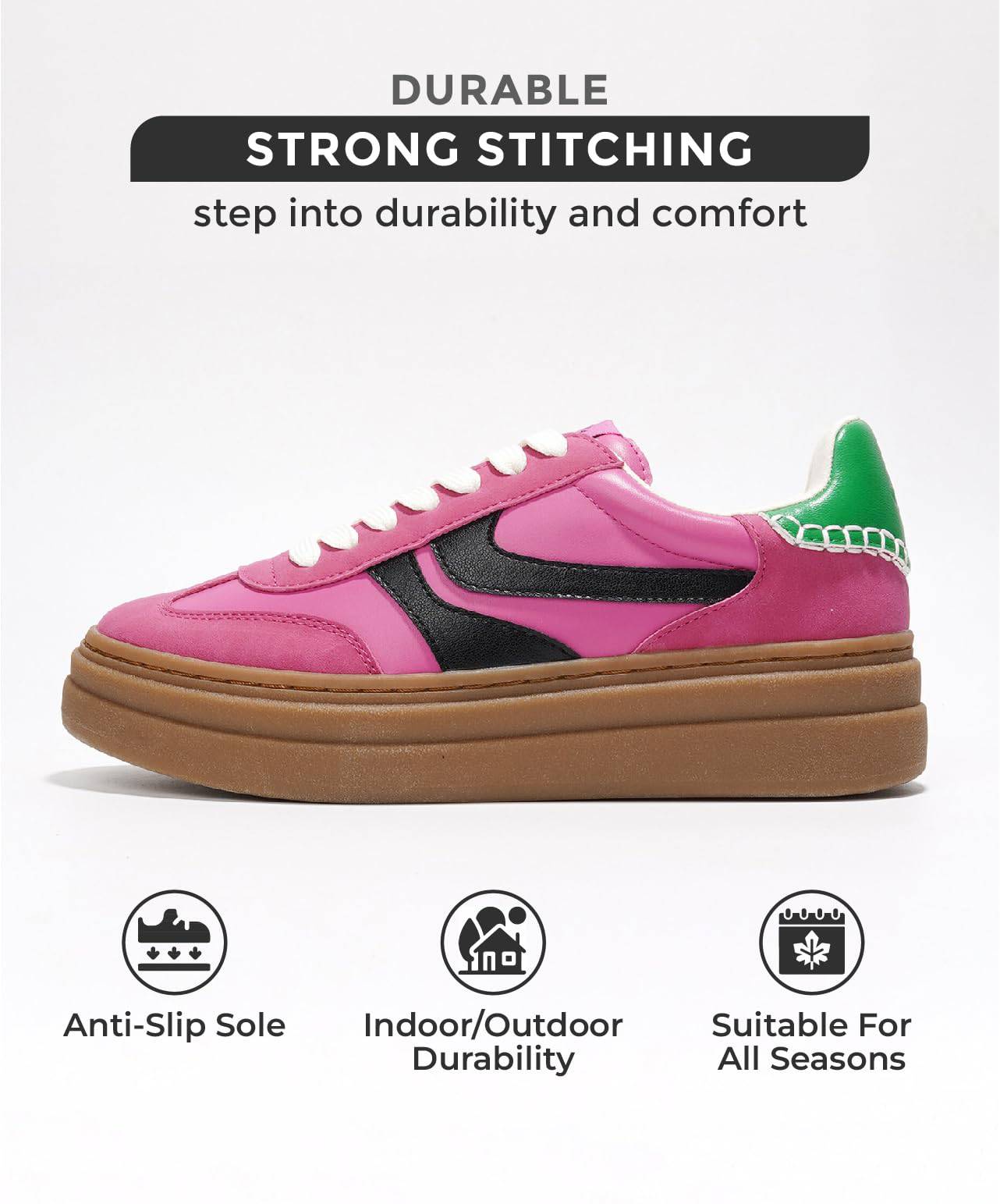 Pink Project Cloud Dodge platform sneakers with durable stitching, anti-slip sole, and all-season design.