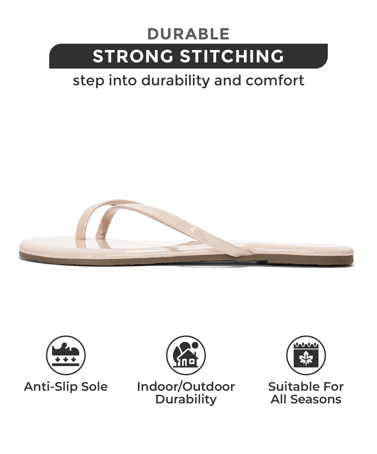 Project Cloud Women's Flip Flops: Tan Vegan Leather, Durable, Non-Slip Sole, All-Season Comfort.