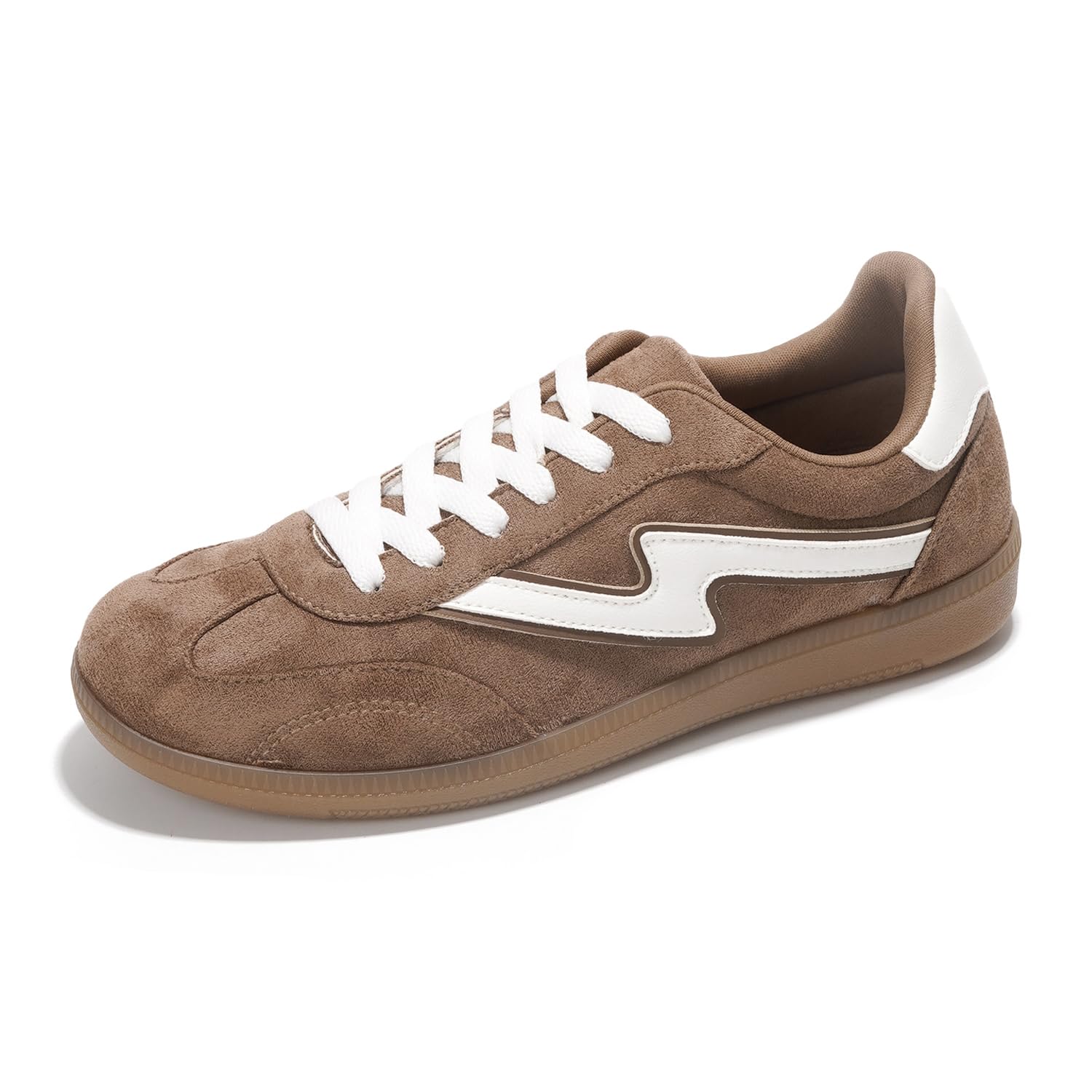 Project Cloud Irita Women's Sneakers in brown suede, white accents, lace-up closure, and non-slip sole.