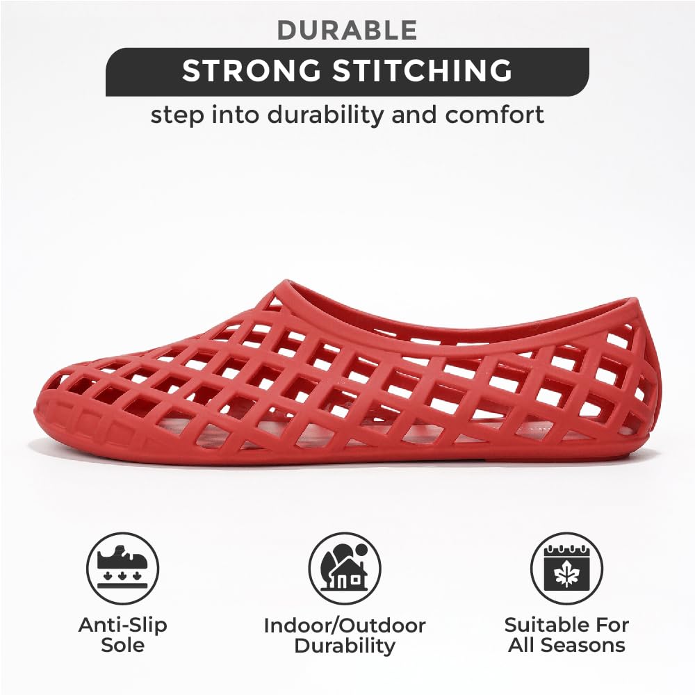 Red Project Cloud Jellz ballet flats. Waterproof, non-slip, and durable for all seasons.