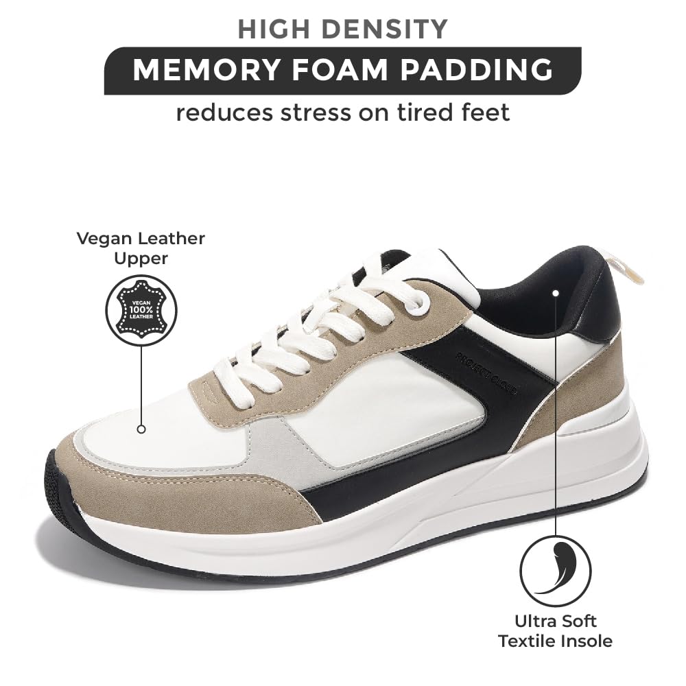 Project Cloud Kurt men's vegan leather sneaker with memory foam and soft textile insole.