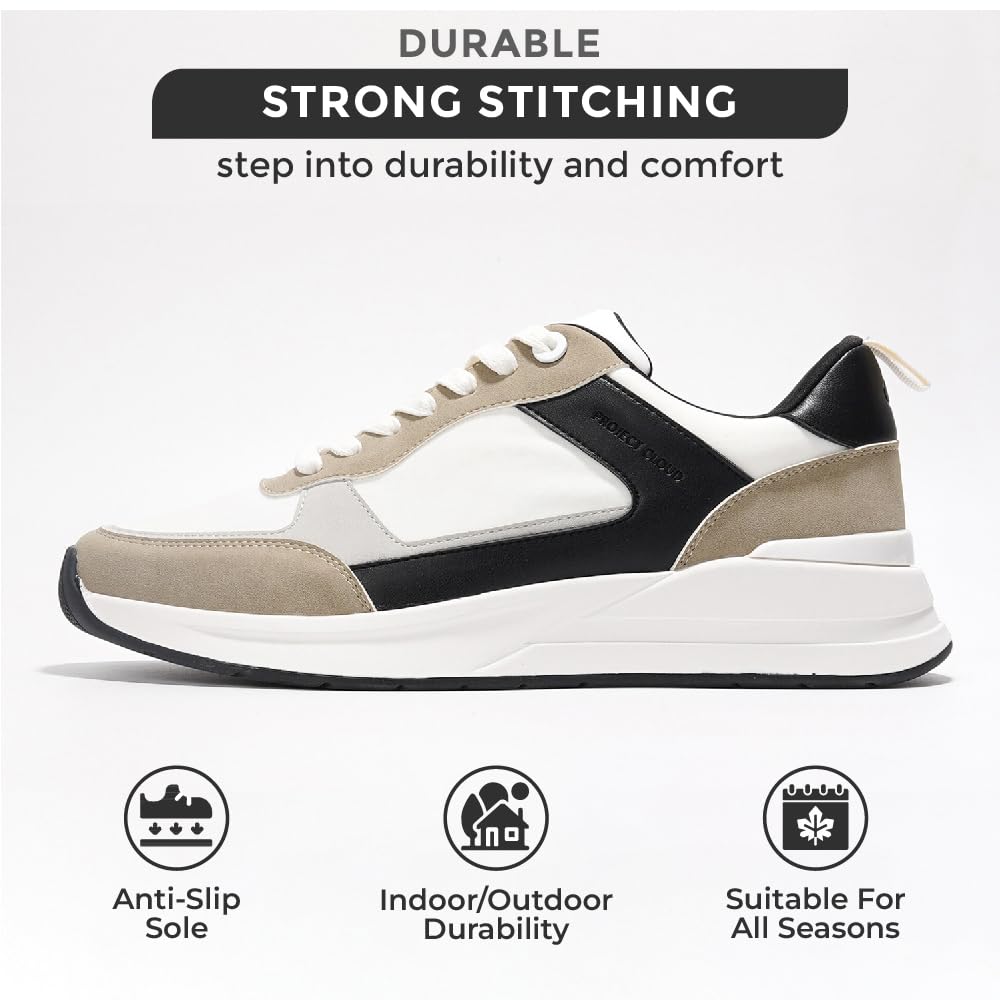 Project Cloud Kurt vegan leather sneakers, durable, strong stitching, anti-slip, all seasons.
