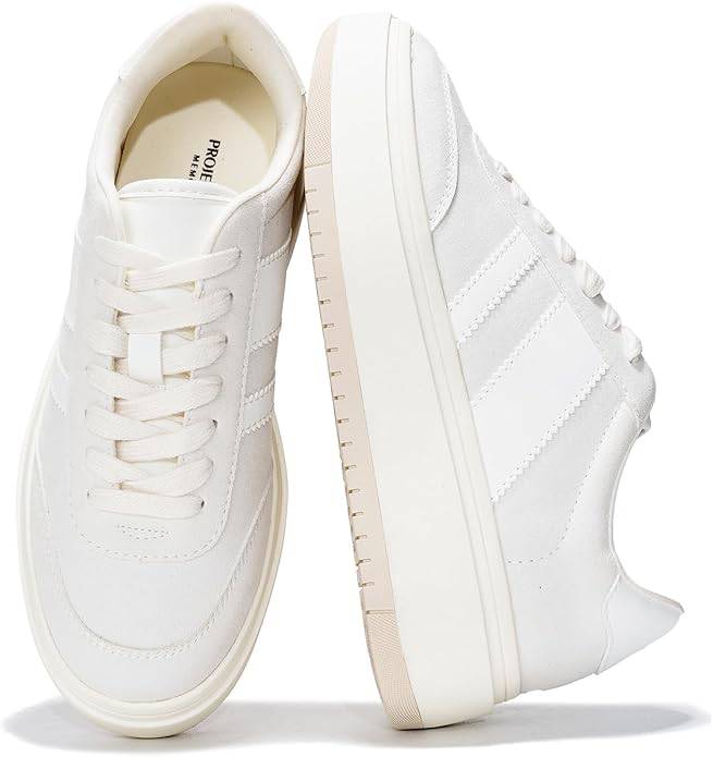 Nita Women's White Lace-Up Sneakers with Platform Sole