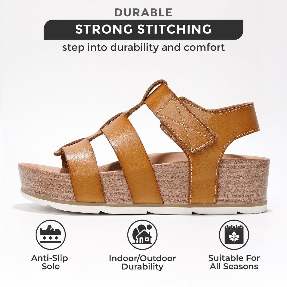 Tan Project Cloud platform sandals. Vegan leather, durable stitching, anti-slip sole, all seasons.