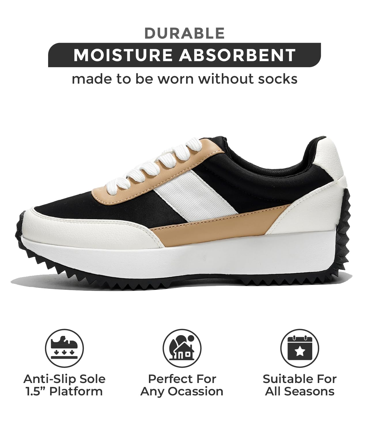 Serena women's sneakers: durable, moisture-wicking, non-slip, lace-up. Perfect for all seasons and occasions.