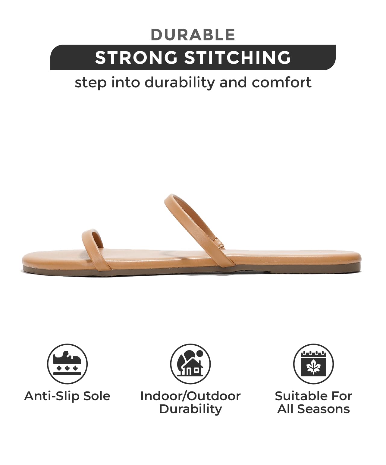 Project Cloud Women's Tan Vegan Leather Sandals with Strong Stitching and Durable Construction, ideal for Summer Comfort.
