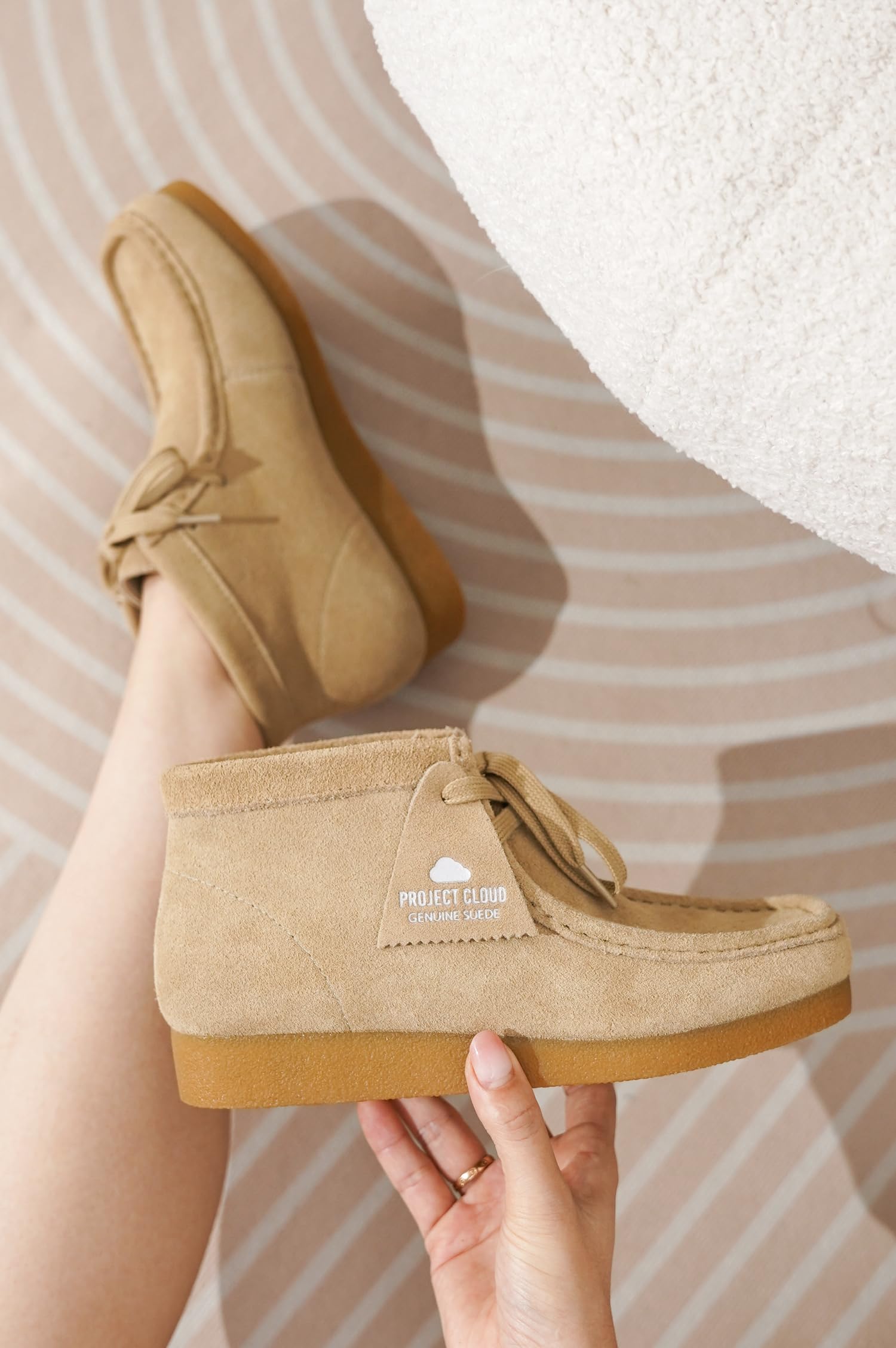 Project Cloud sand suede Wally Boot, genuine suede ankle boot for women, memory foam footwear.